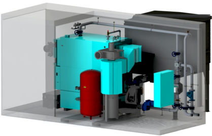 Centrometal Konteinertipa katlumājas, darbināmas ar koksnes šķeldu vai granulām - CKK-S 160 - 500 kW