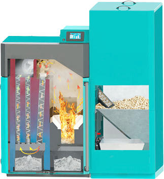 Granulu apkures katli Pel-Tec 12-96kW